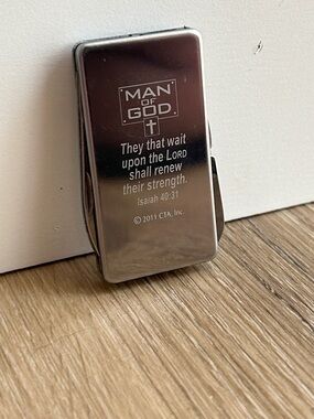 Man of God Silver Money Clip with Isaiah 40:31 Engraving 3 in 1 Tool Fathers Day